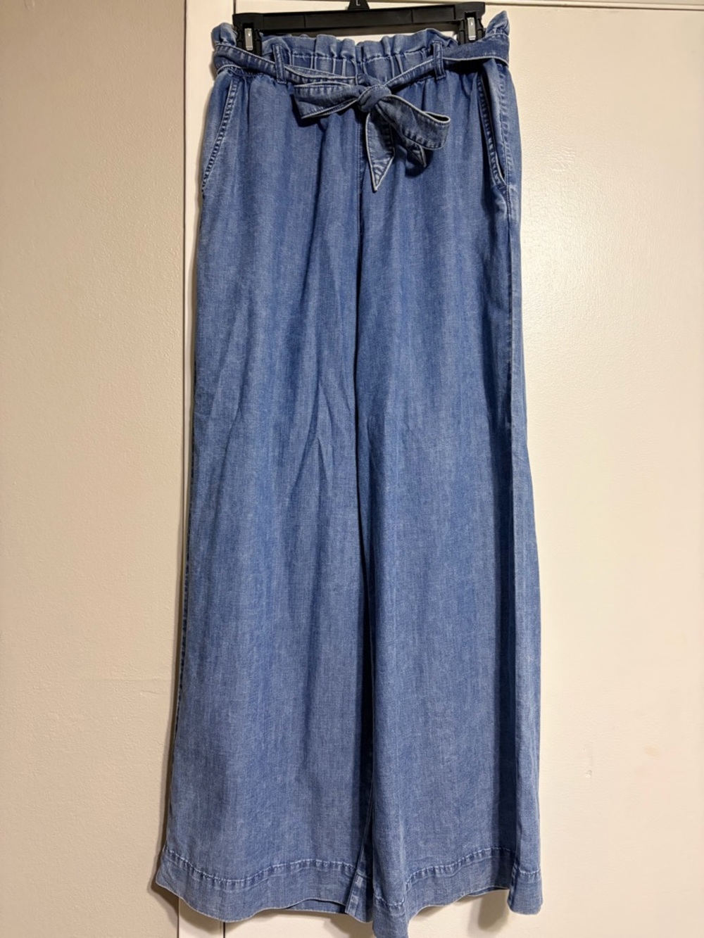 H&M Light Blue Wide Leg Tie-Waist Jumpsuit Pants